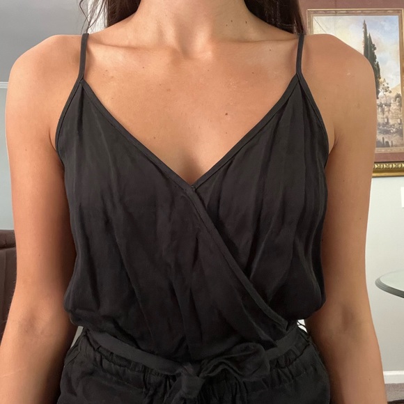 EUC Black LOFT Spaghetti Strap Jumpsuit with Waist Tie - Picture 6 of 9